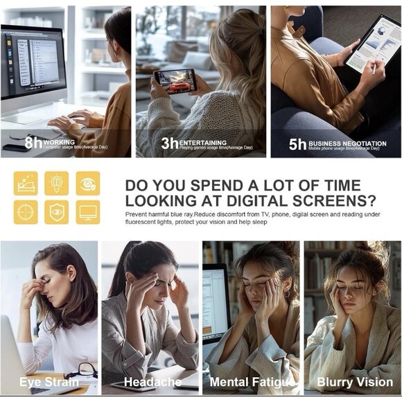 2~Hunsquer Blue Light Blocking Glasses for Women & Men~ Computer, Phone, Gaming - Picture 13 of 16